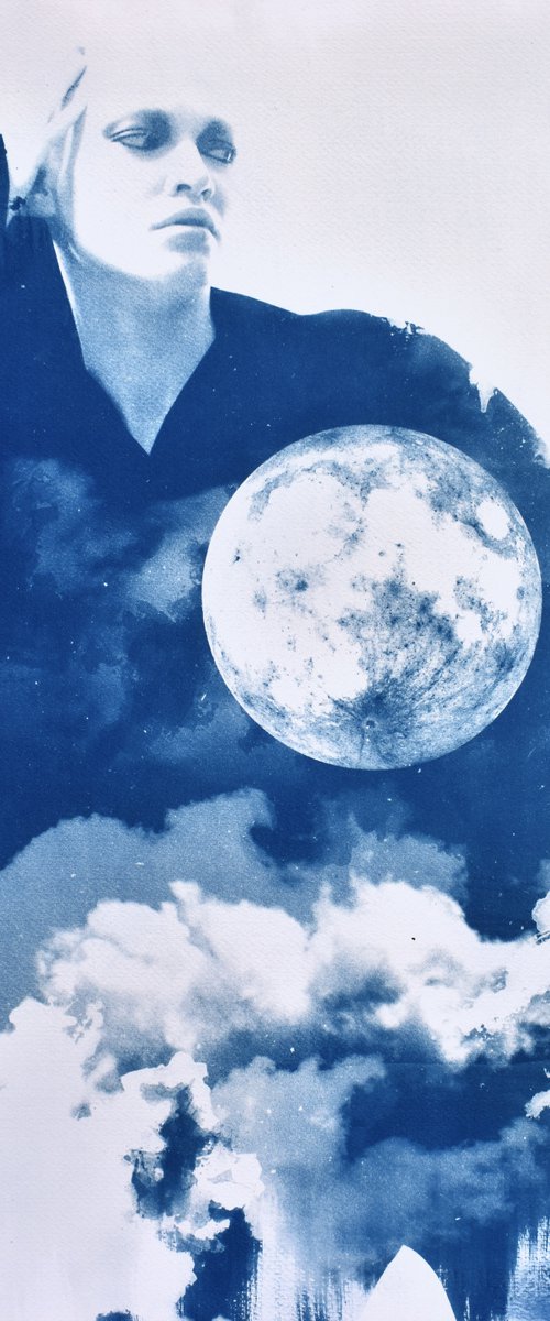 Cyanotype 28 Moon and girl by Manel Villalonga