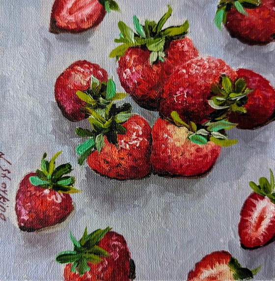 Strawberries painting frame