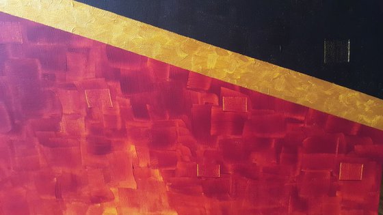 On the Hot roof - XXL  210 x 100 cm  triptych abstract painting