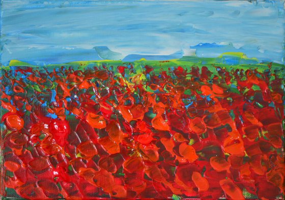 Field of Poppies  - Palette knife  Modern abstract landscape