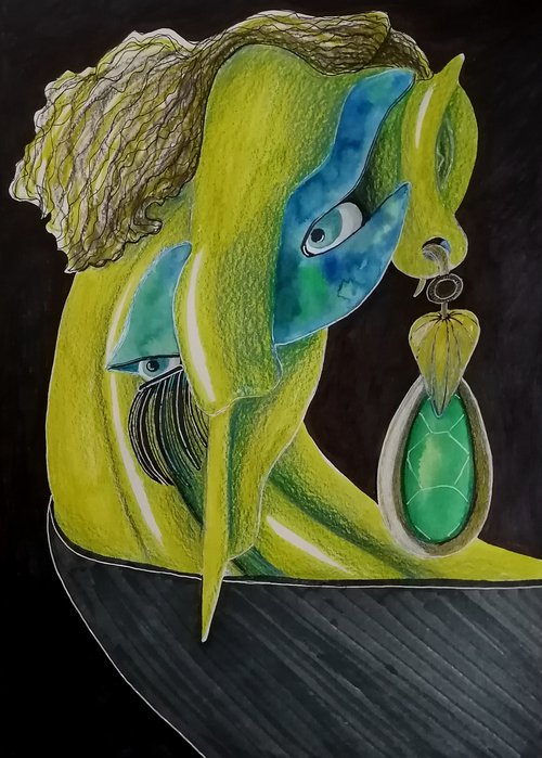 Green earring by Anna Reshetnikova