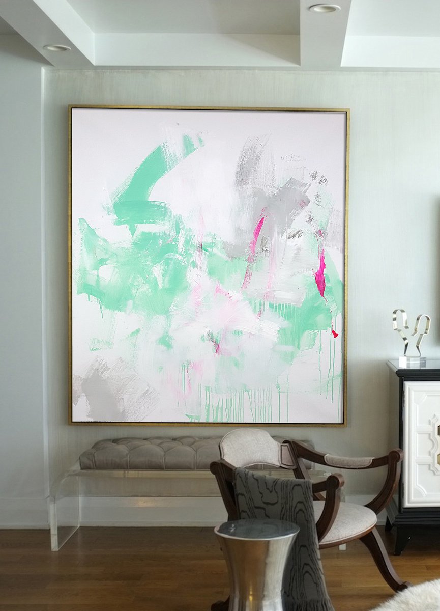 Abstract Oil Painting By Hugh Abernethy, 47 X 59, Leis, Original Artwork