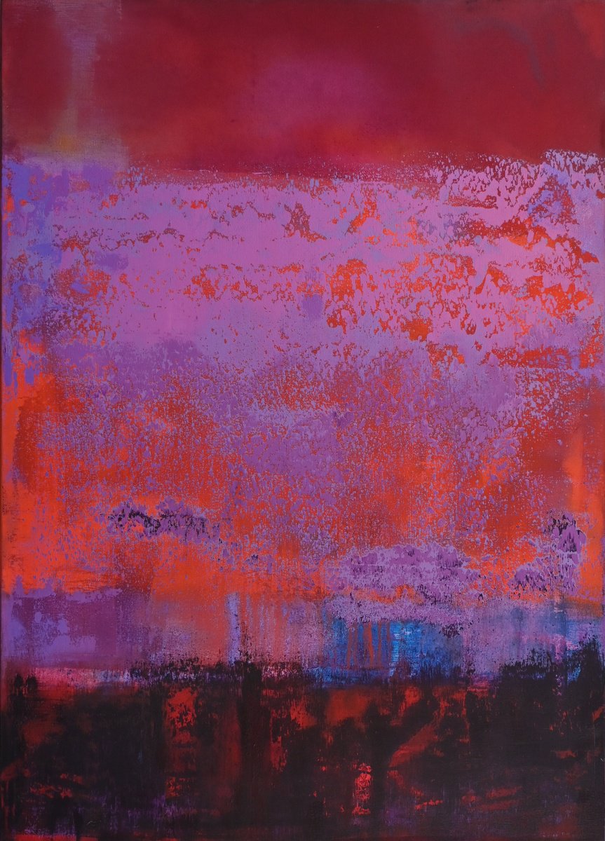 Abstract Acrylic Painting By Richard Heys, 39 X 55", We Stand Behind The Sky Iv, Original Artwork