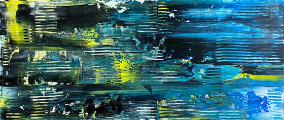 "That Will Leave A Mark" - FREE USA SHIPPING - Original PMS Abstract Acrylic Painting On Reclaimed Wood - 48" x 20"