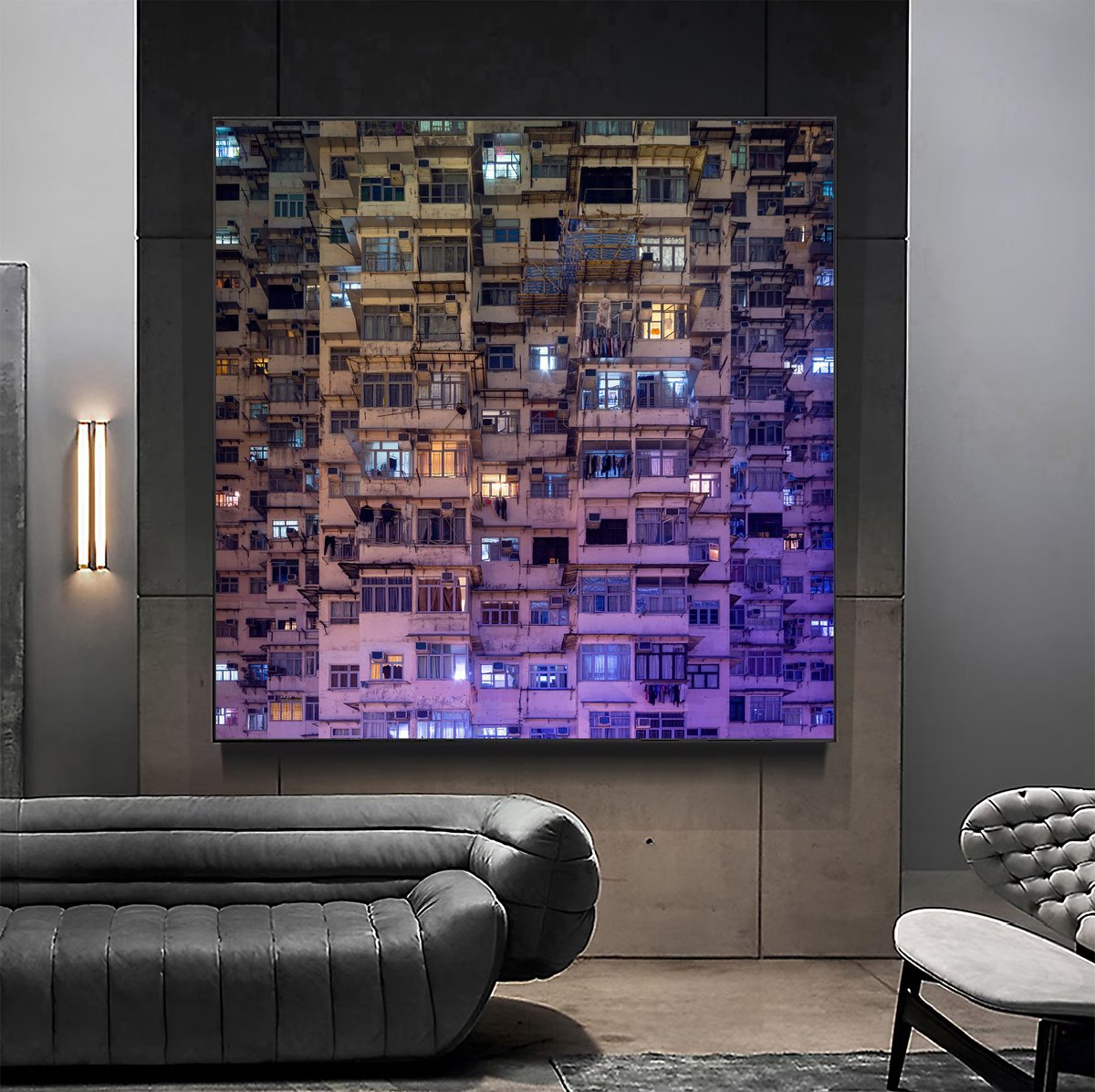 Geometric Cityscapes Photograph By Serge Horta, 40 X 40", Late Night Stories, Original Artwork