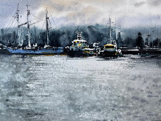 Yachts Paintings Watercolor