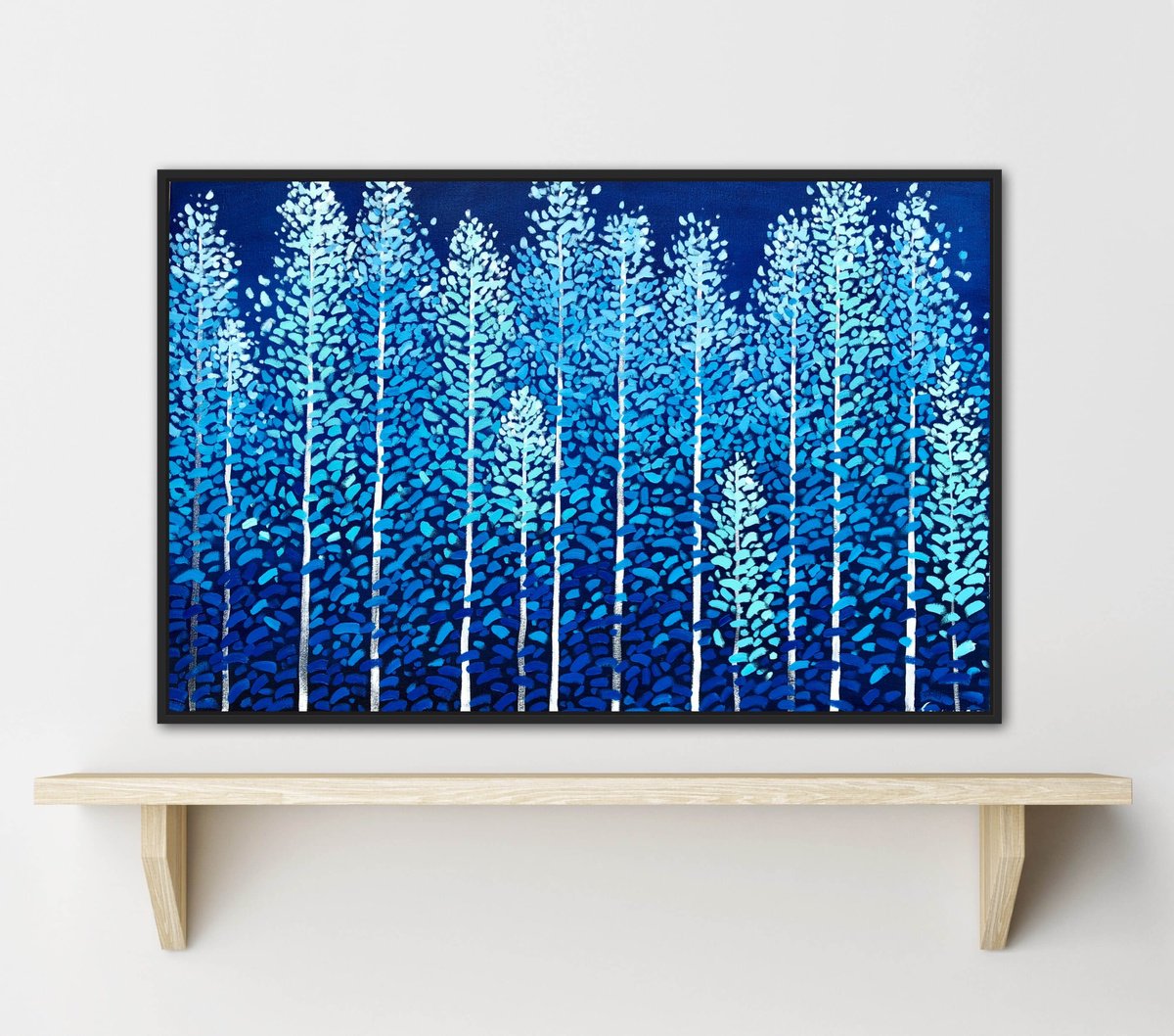 Impressionistic Landscape Oil Painting By Volodymyr Smoliak, 39 X 24", Cold Trees, Original Artwork