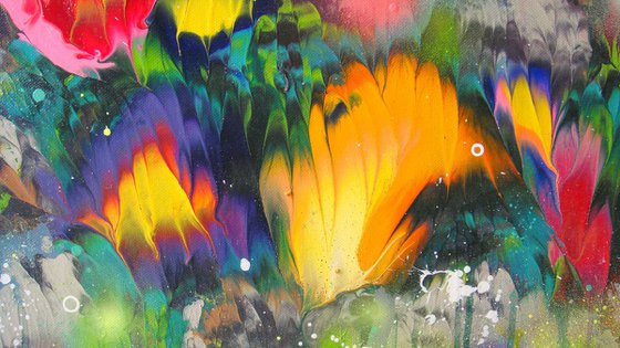 "Fairy Flowers" VERY LARGE Floral Painting