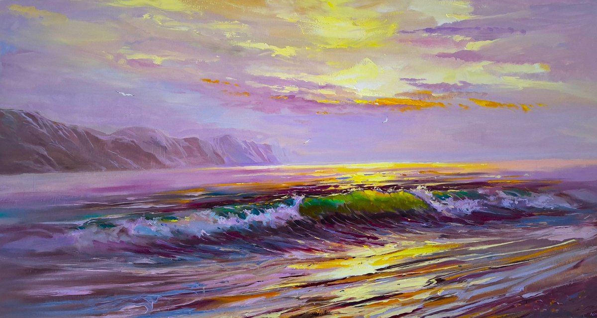 Impressionistic Landscape Oil Painting By Andrej Ostapchuk, 55 X 30, Ocean