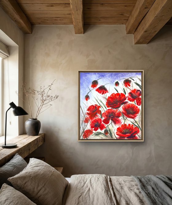 Big Size Red Wild Poppies