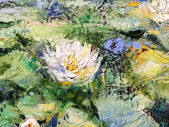 Morning Water Lily- Impasto Painting