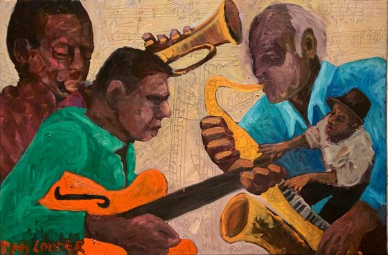 Jazz Oil On Canvas - Musicians