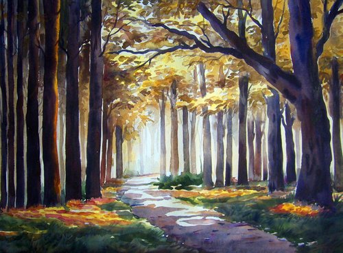 Mystery Forest - Watercolor painting by Samiran Sarkar