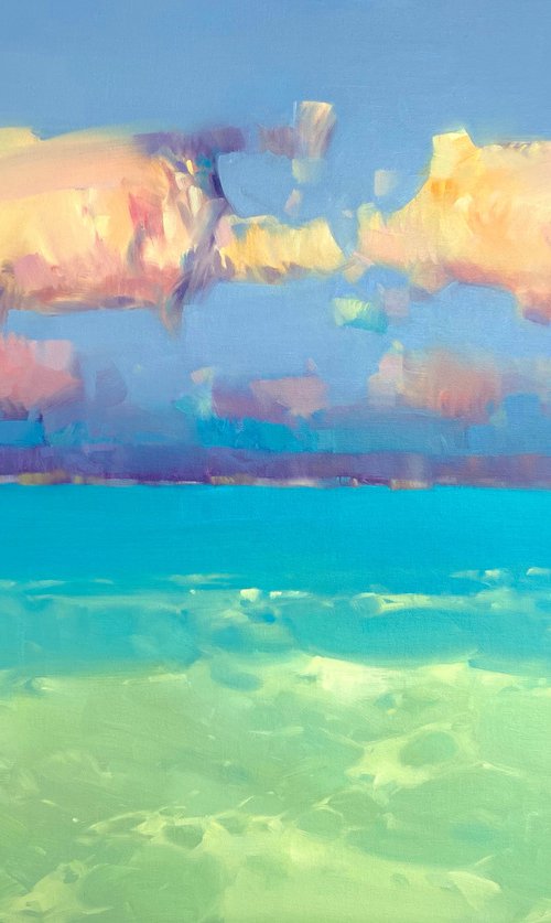 Tropical Coast, Original oil painting, Handmade artwork, One of a kind by Vahe Yeremyan