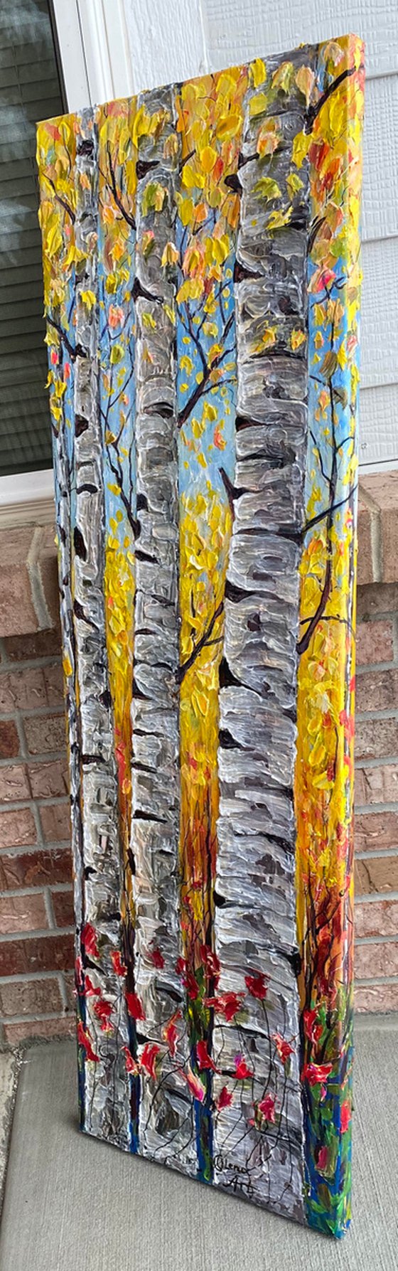 Impressionistic Colorado Aspen Trees Vertical Panorama