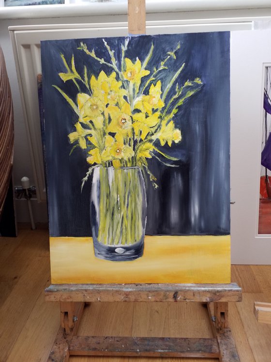 Daffodils in a Glass Vase