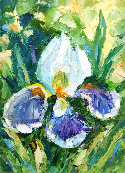 Iris Painting Floral Original Art Flower Wall Art by Yulia Berseneva