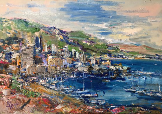Montecarlo Monaco , oil painting already framed
