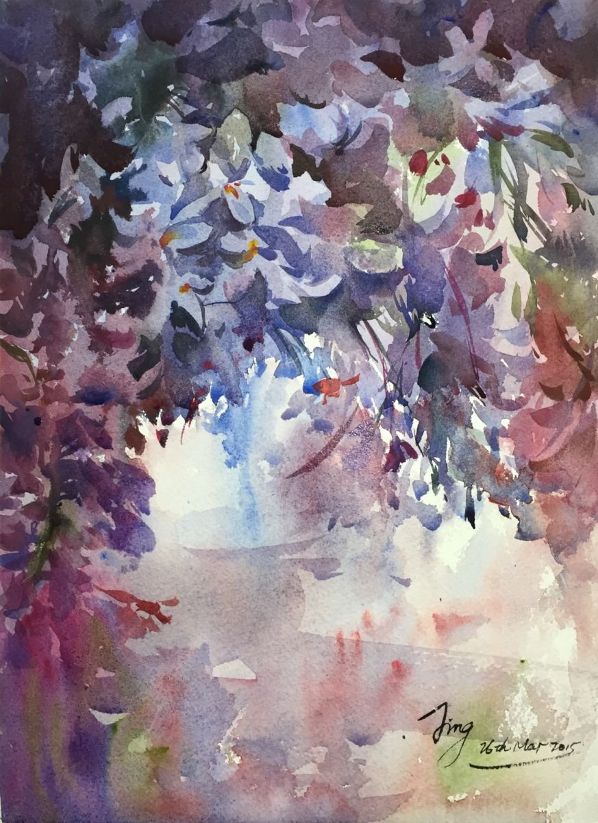 Impressionistic Botanical Watercolour By Jing Chen, 11 X 15, Childhood, Original Artwork