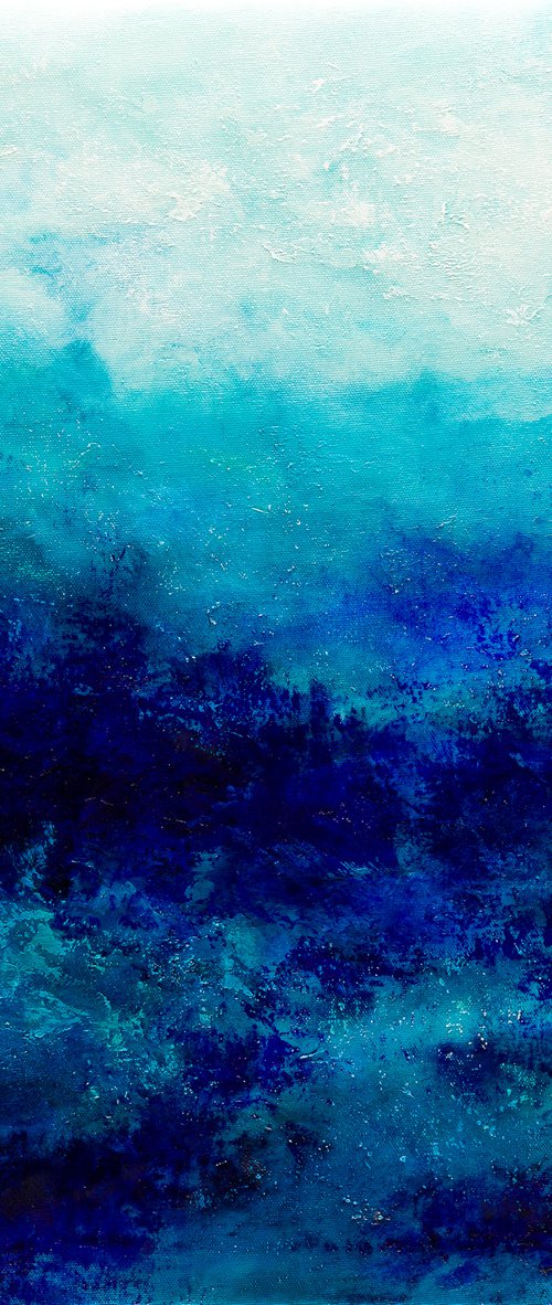 Blue abstract water landscape n°3 - Wall art Abstraction Home decor Oil painting by Fabienne Monestier
