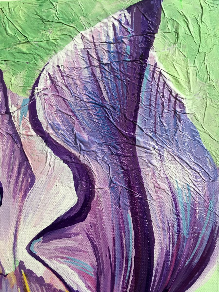 Botanical Acrylic Painting By Tiffany Budd, 20 X 20", The Iris, Original Artwork