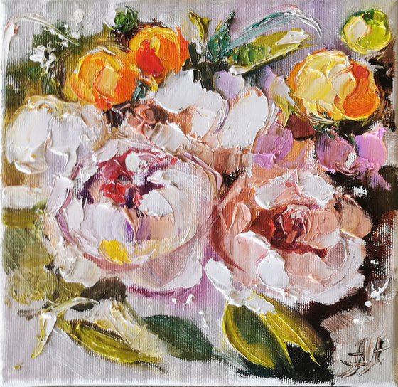 Peonies wall art, Floral painting