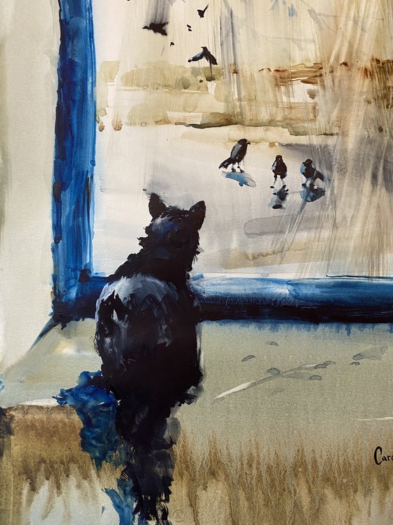 Watercolor “The watcher. Freedom” perfect gift