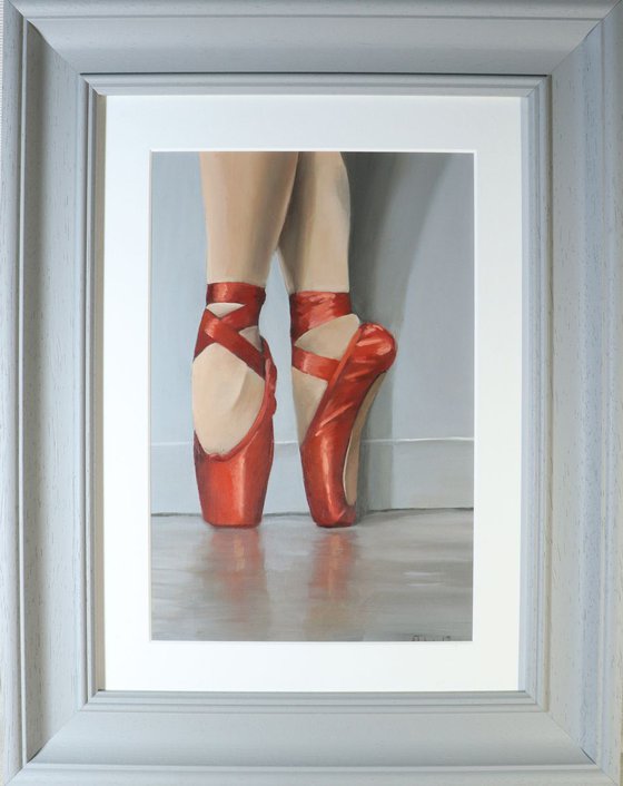 Red Ballet Shoes, Ballet Painting, Ballerina, Dance, Framed and Ready to Hang, Wizard of OZ