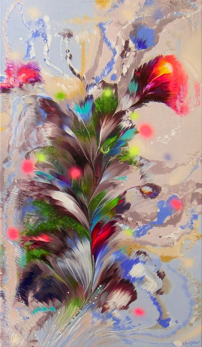 Flower LARGE Abstract Painting by Irini Karpikioti