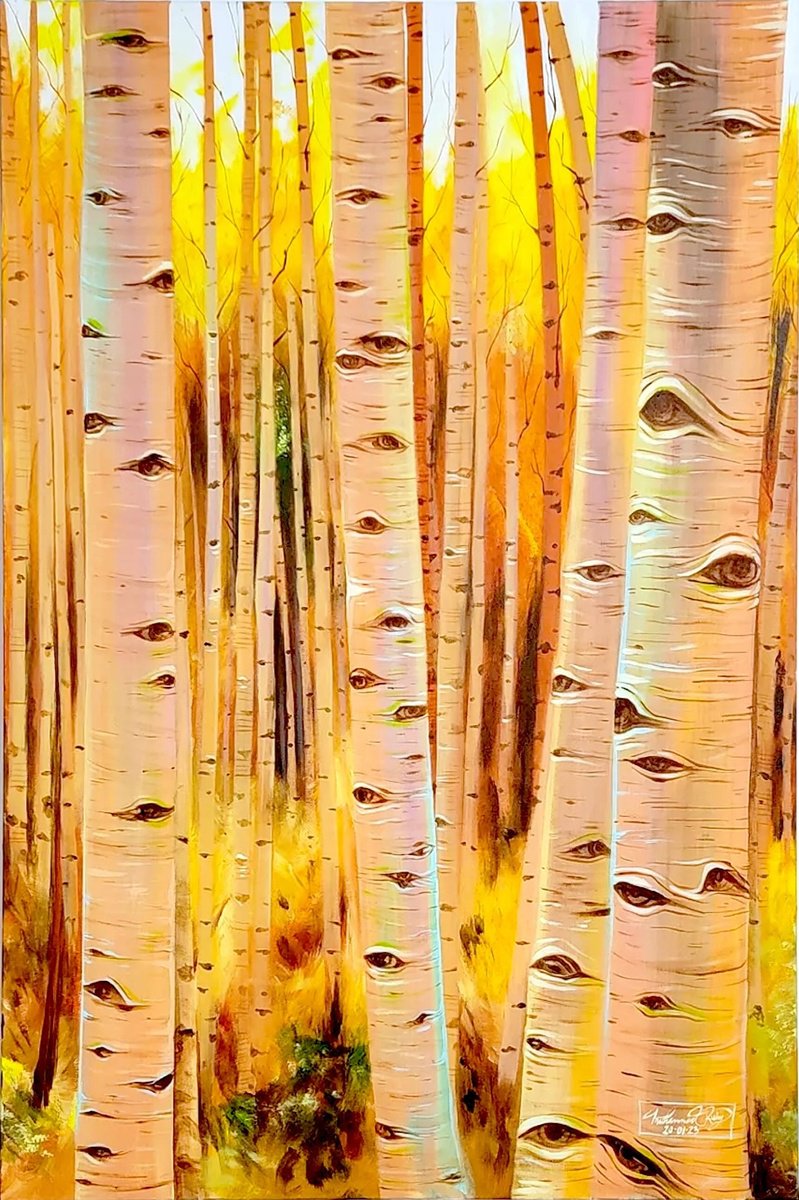 Expressive Landscape Acrylic Painting By Amani Muhammad, 24 X 36, Take A Walk, Original Artwork