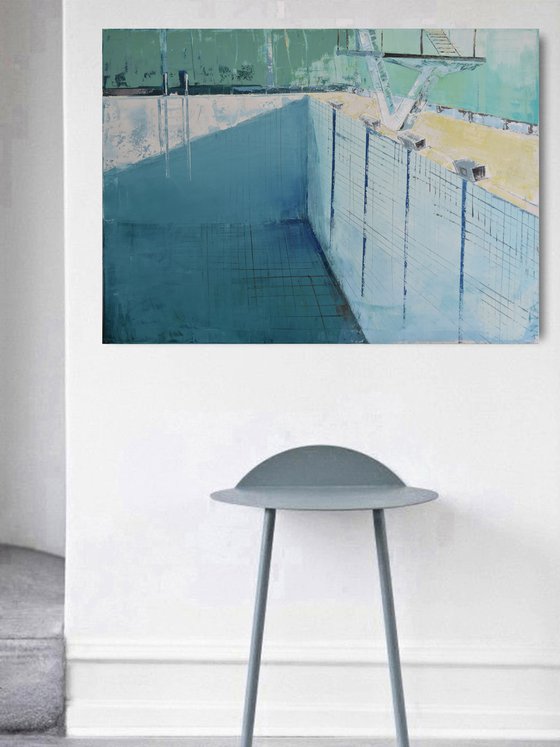 Oil painting, stretched "Pool 17" 100/70cm
