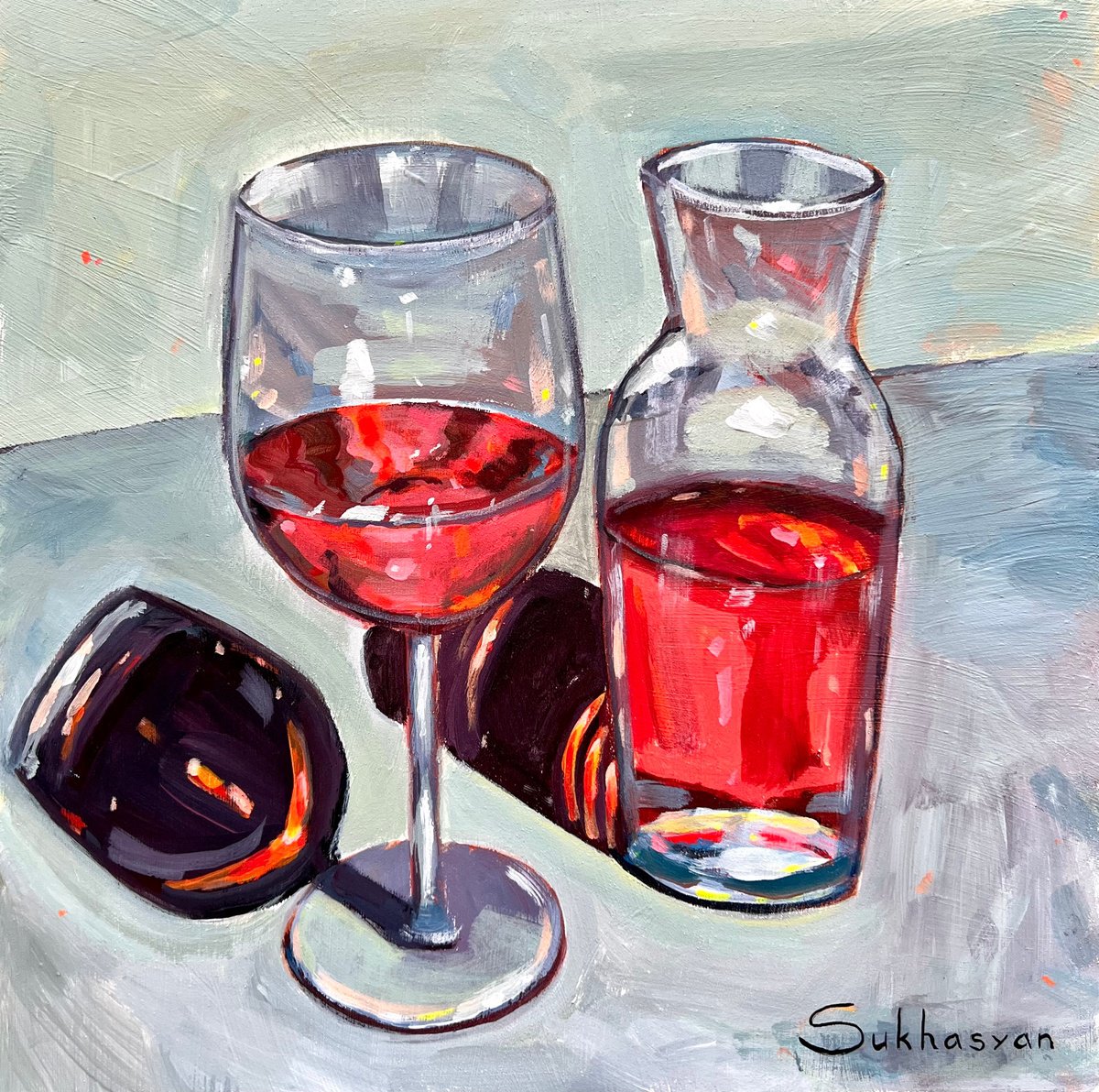 Still Life with Ros� Wine by Victoria Sukhasyan