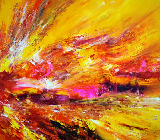 Yellow Red Abstraction XXL 1