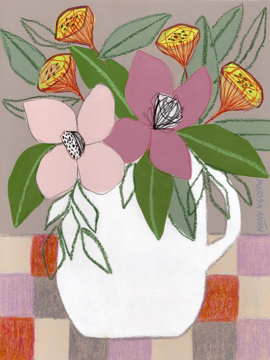 Impressionistic Still Life Painting By Marisa Anon, 13 X 17", "Flowers For Valencia Iv", Original Artwork