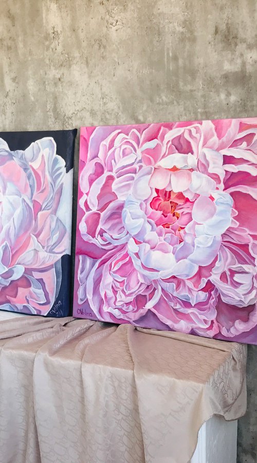 Diptych Peonies by Olga Volna