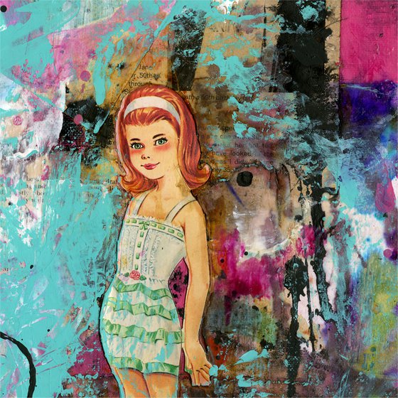 Paper Girl - Abstract Painting  by Kathy Morton Stanion