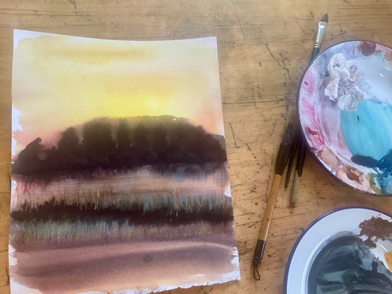 Turners Paddock lake Sunset, Stourhead