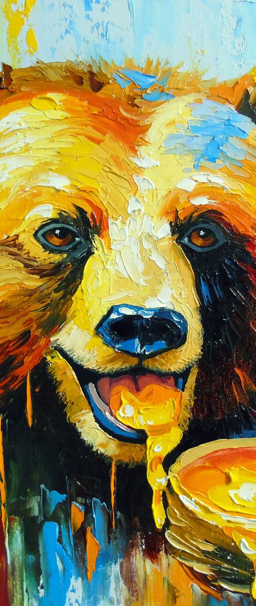 Bear Enjoying Honey by Olha Darchuk