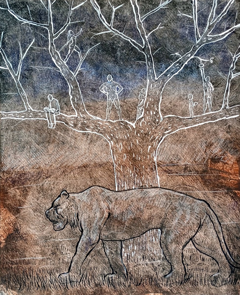 Illustrative Portrait Drawing By Paolo Beneforti, 9 X 12", Predators, Original Artwork