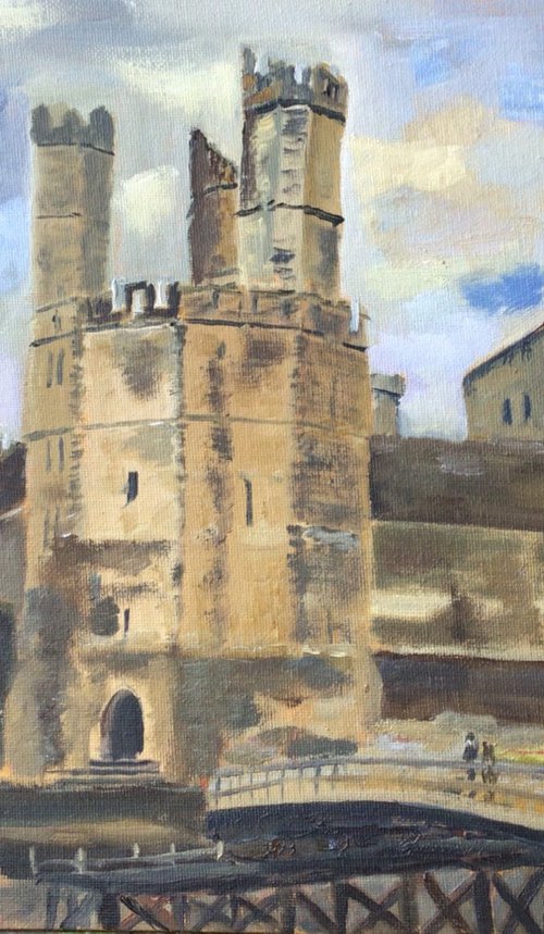 Caenarvon Castle, North Wales an original oil painting by Julian Lovegrove Art