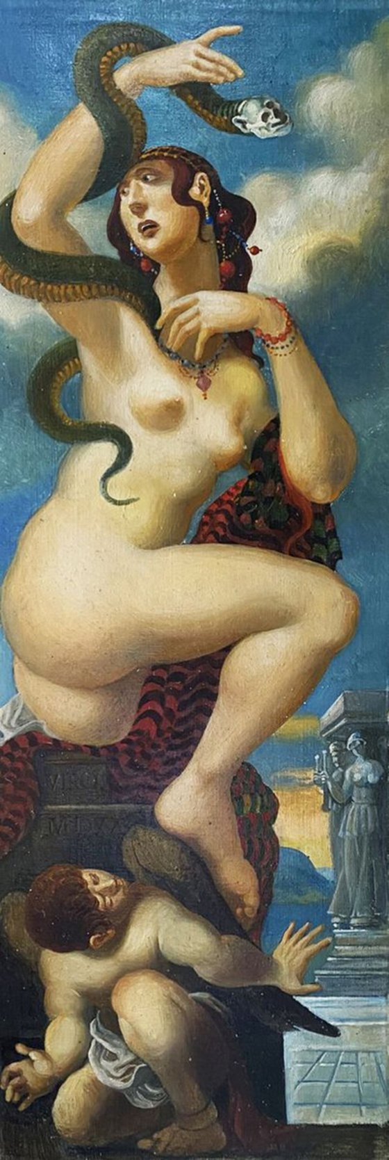 Naked girl with a snake