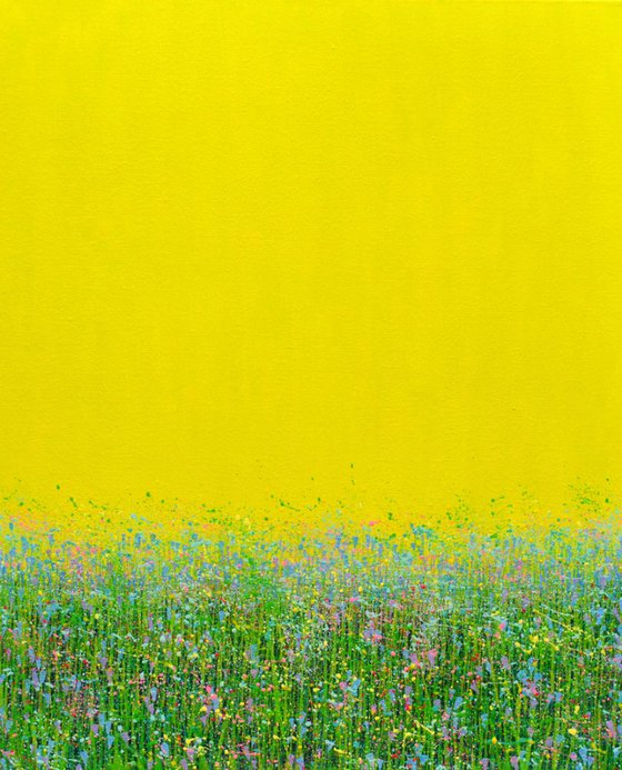 Yellow Sky with Spring Flowers