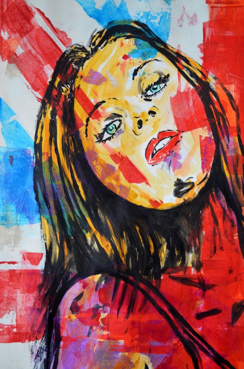 British Girl Acrylic Abstract Art Painting On Artfinder