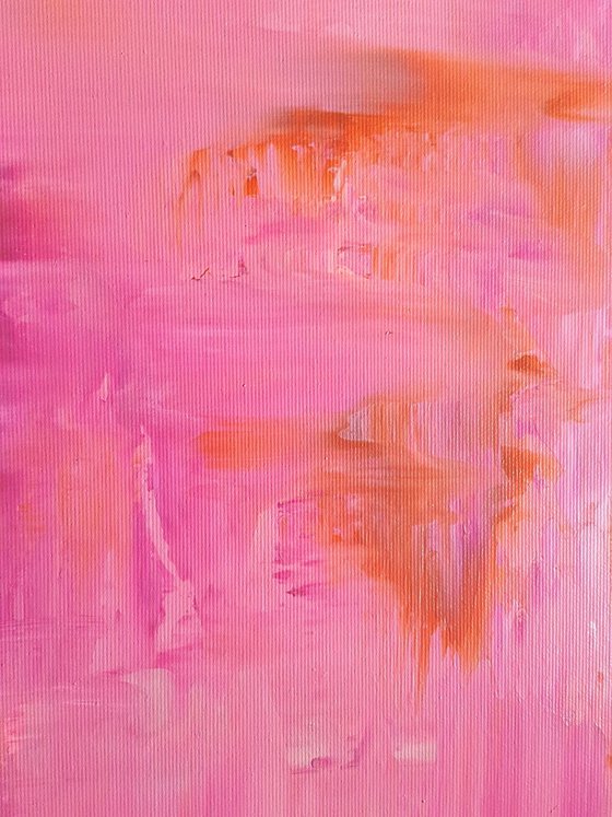 Behind the pink clouds - triptych abstract painting