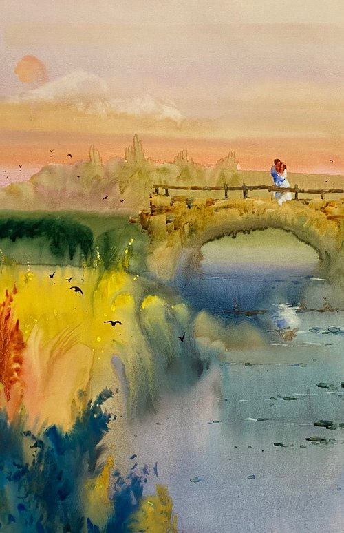 Watercolor “Summer Love II” perfect gift by Iulia Carchelan