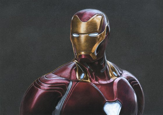 Original pastel drawing "Iron Man"