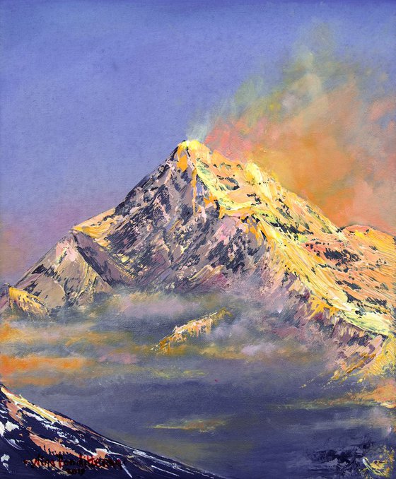 Everest sunrise oil painting