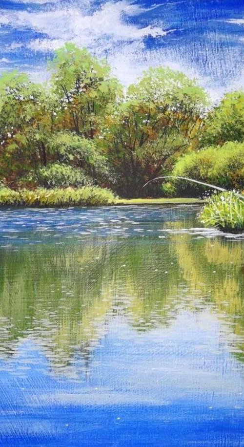 Summer fishing. Acrylic on panel 30x40cm by Eugene Gorbachenko
