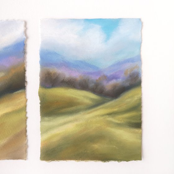 Mountain landscape. Set of 2 small paintngs