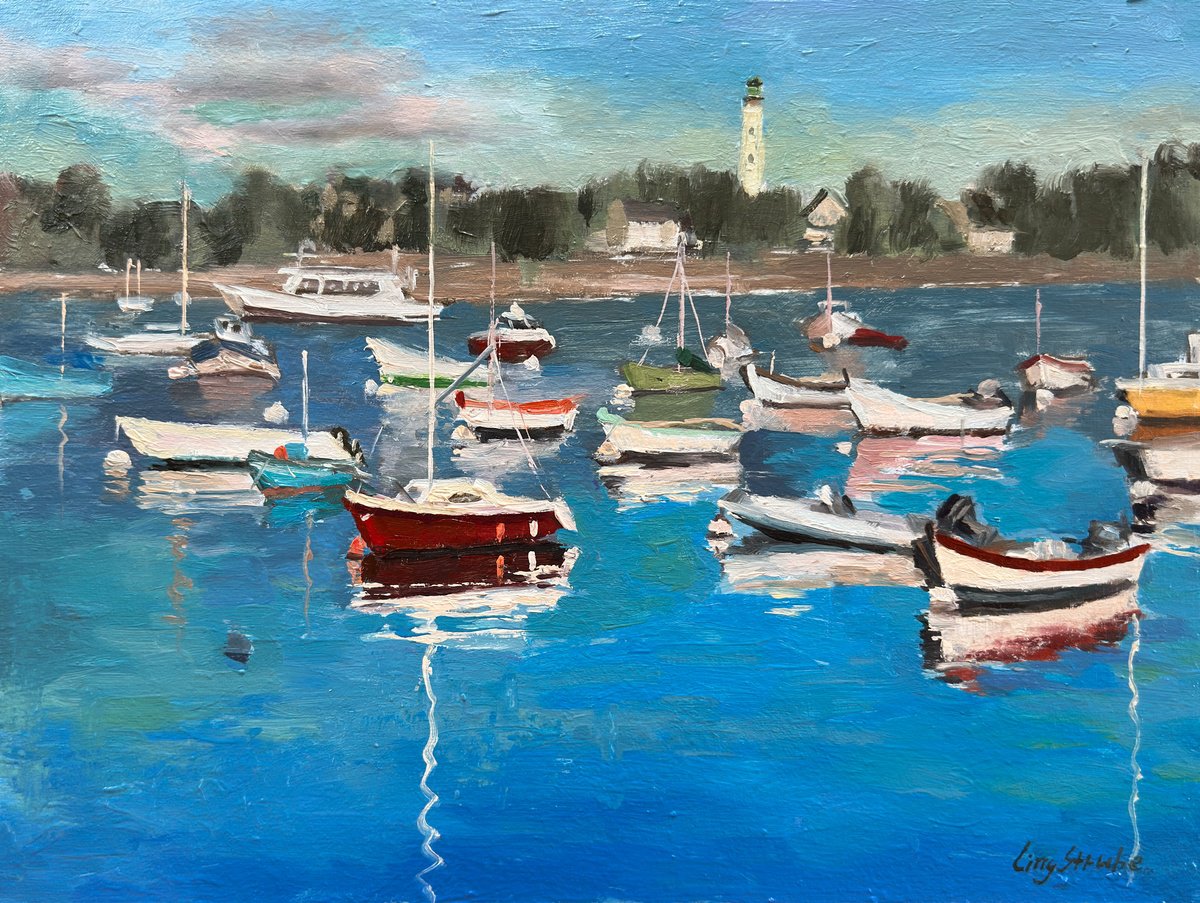 Impressionistic Landscape Oil Painting By Ling Strube, 16 X 12", Bretagne Seascape #5, Original Artwork